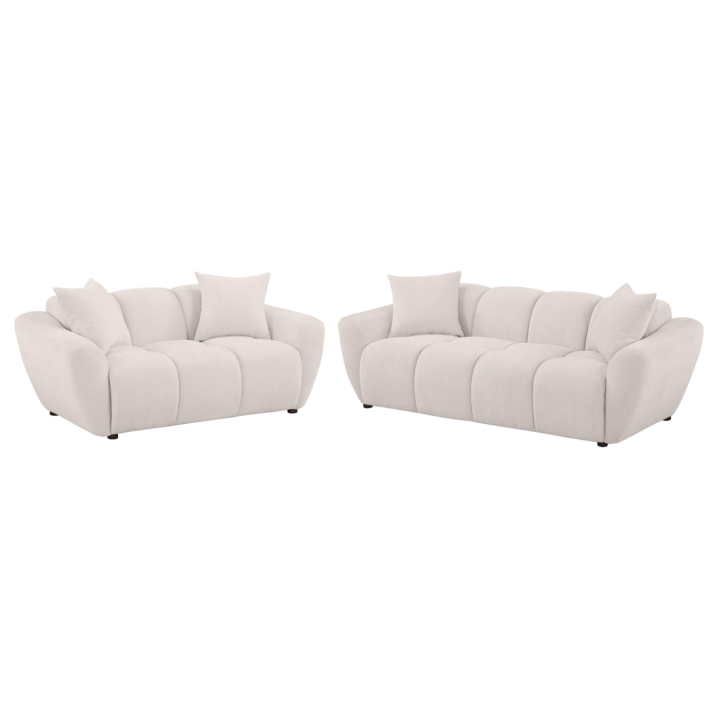 Destino Chenille Splayed Arm Sofa Set Greige