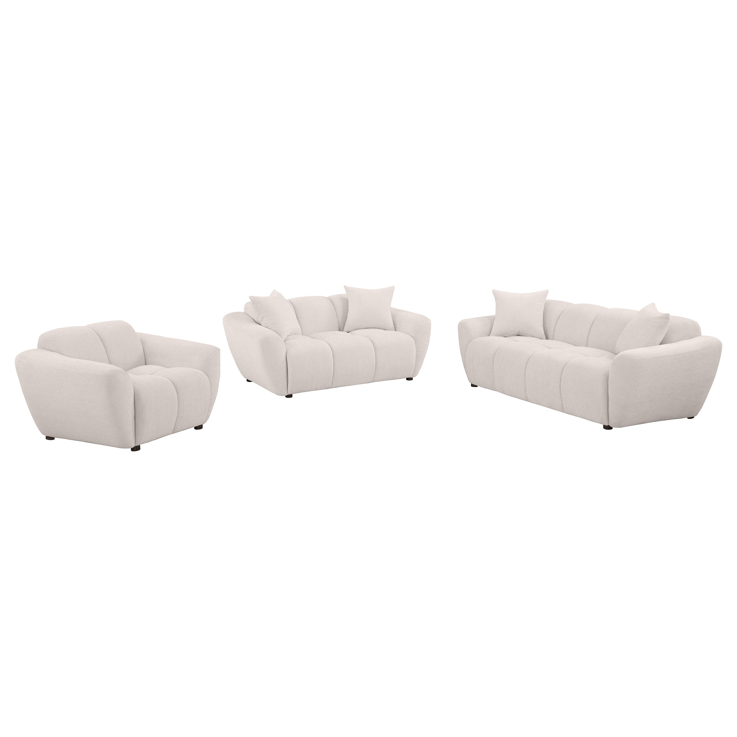 Destino Chenille Splayed Arm Sofa Set Greige