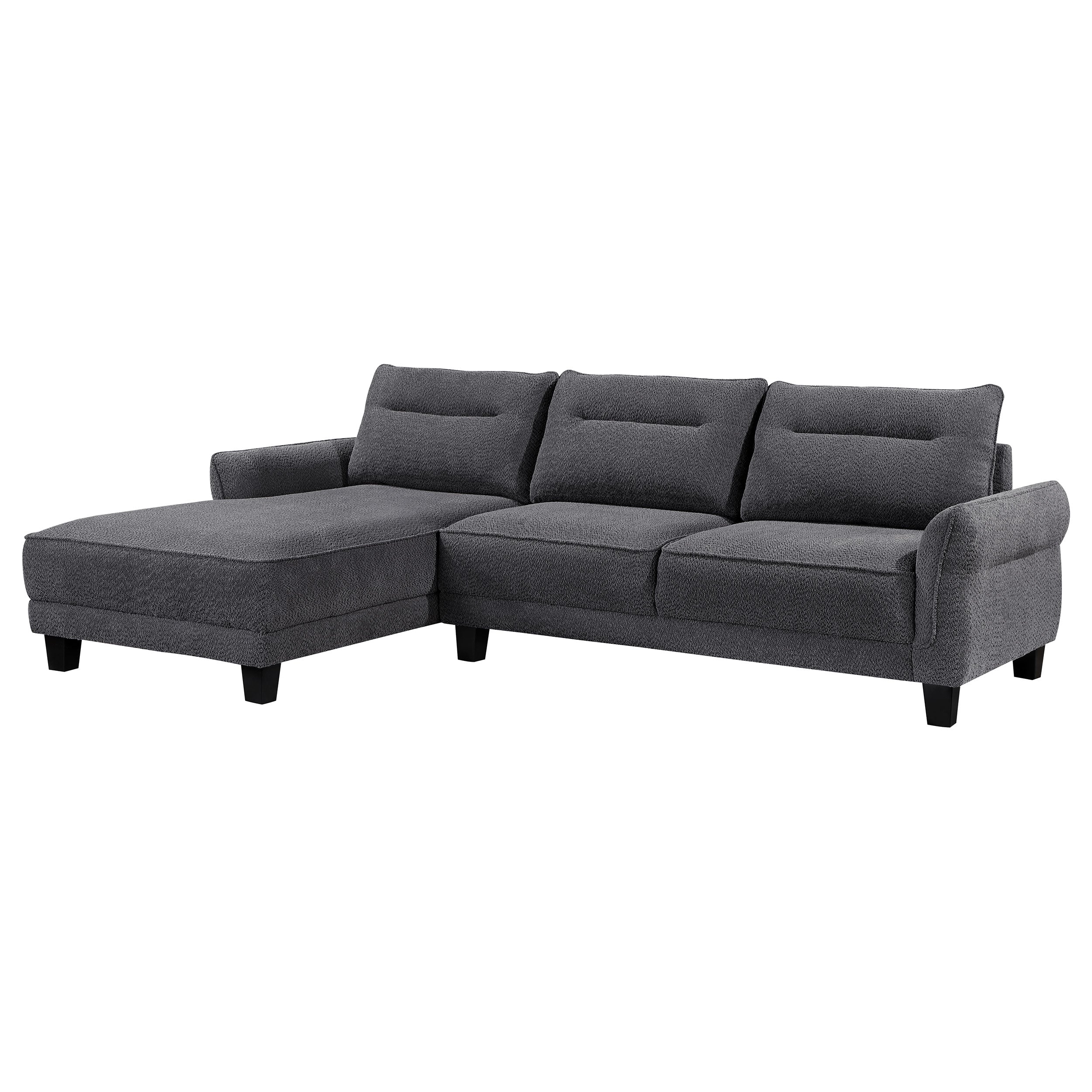 Caspian Upholstered Curved Arm Chaise Sectional Sofa