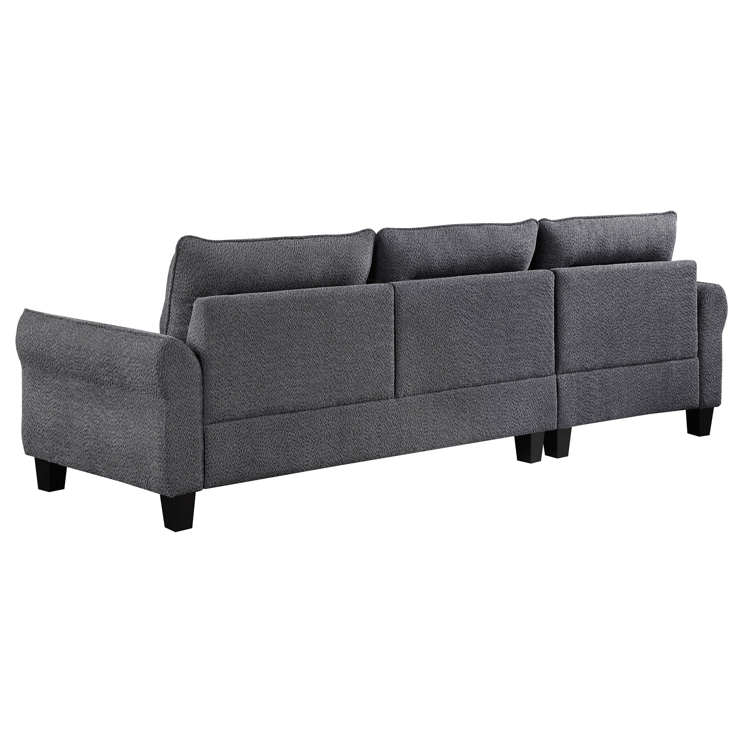 Caspian Upholstered Curved Arm Chaise Sectional Sofa