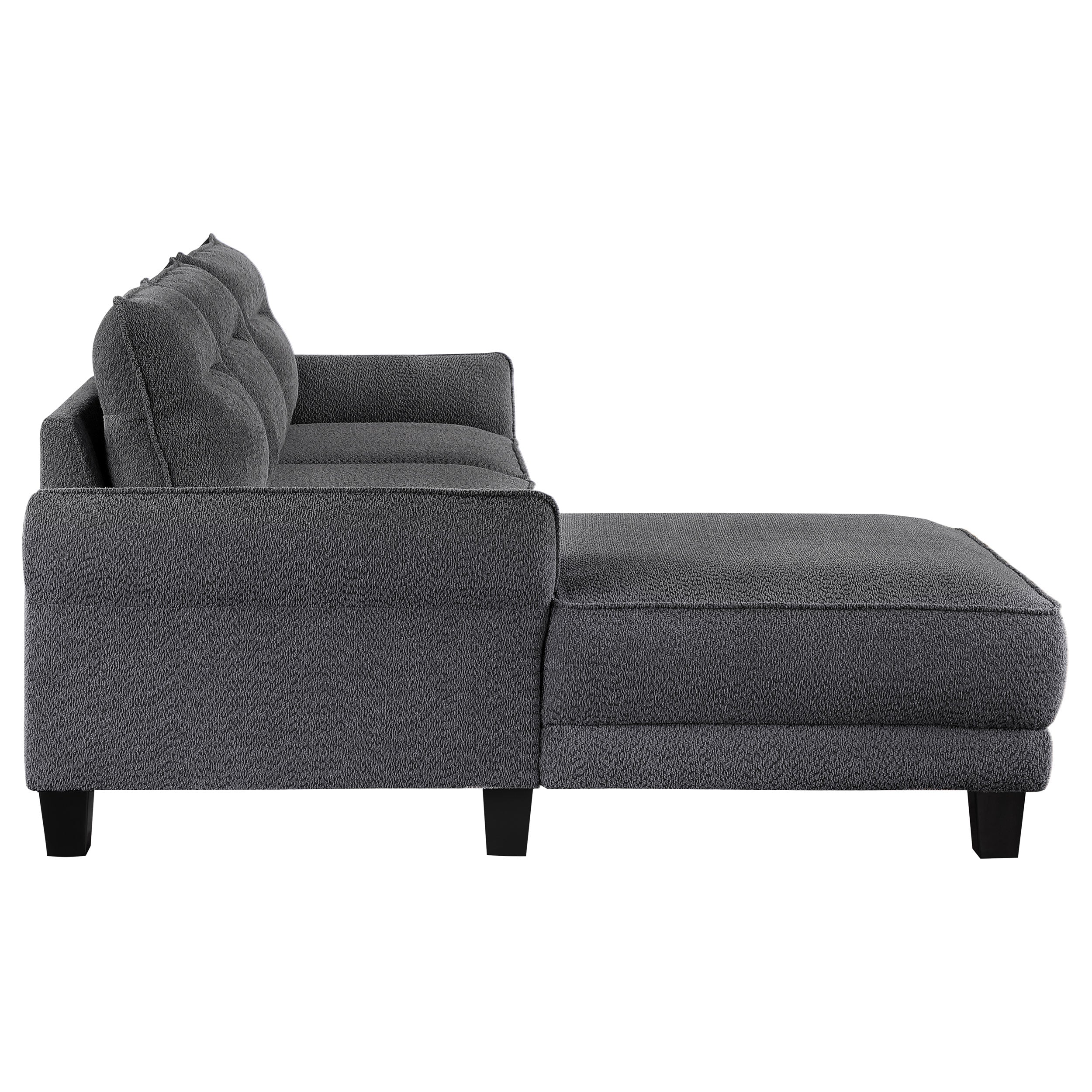 Caspian Upholstered Curved Arm Chaise Sectional Sofa