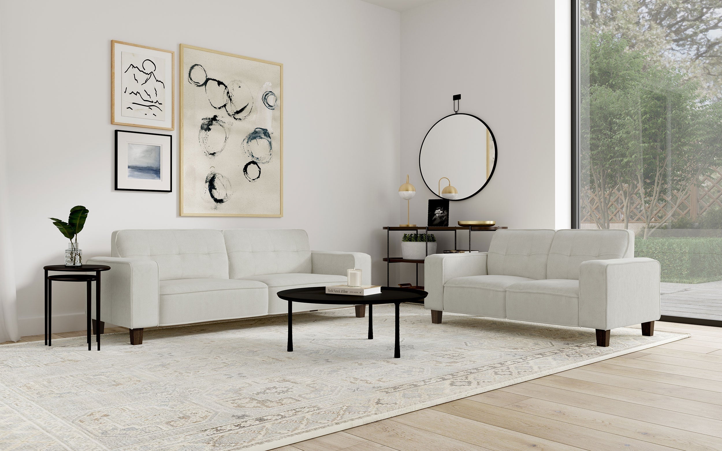 Deerhurst Upholstered Track Arm Sofa Set Greige