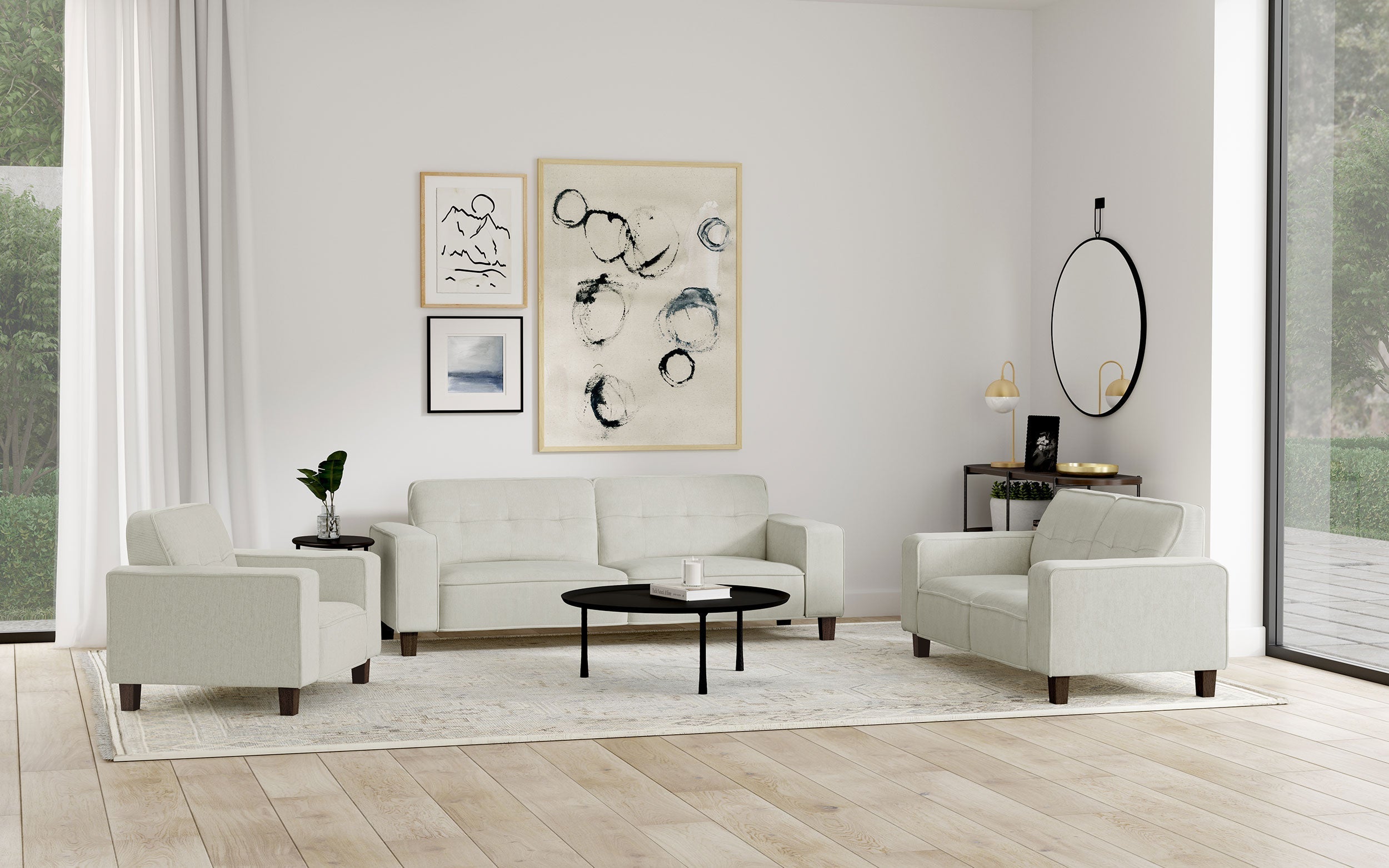 Deerhurst Upholstered Track Arm Sofa Set Greige