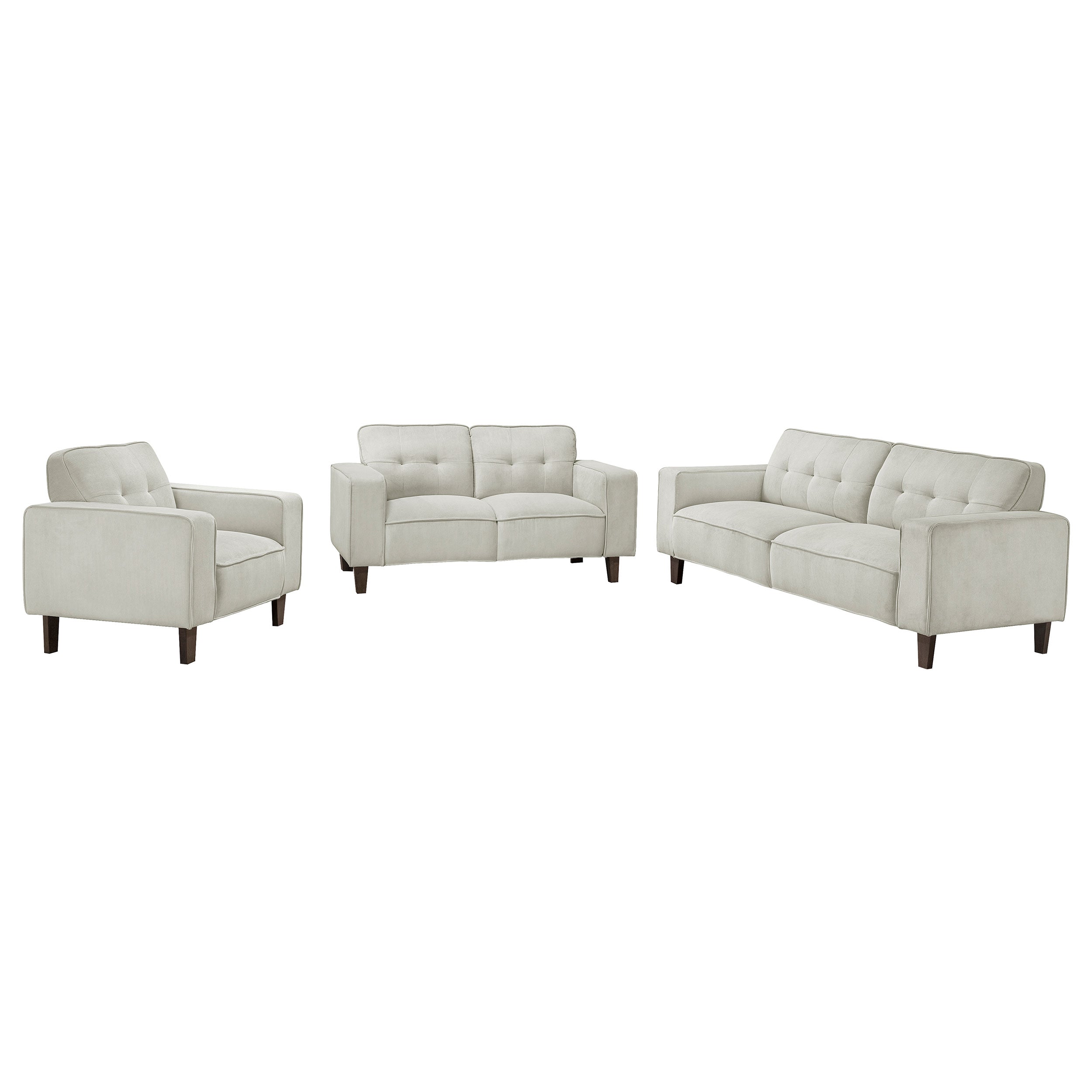 Deerhurst Upholstered Track Arm Sofa Set Greige