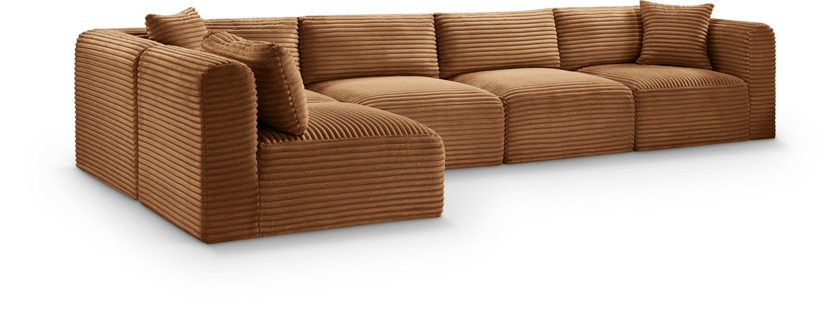 Shaggy Modular Sectional — 5-Piece Sectional — Saddle