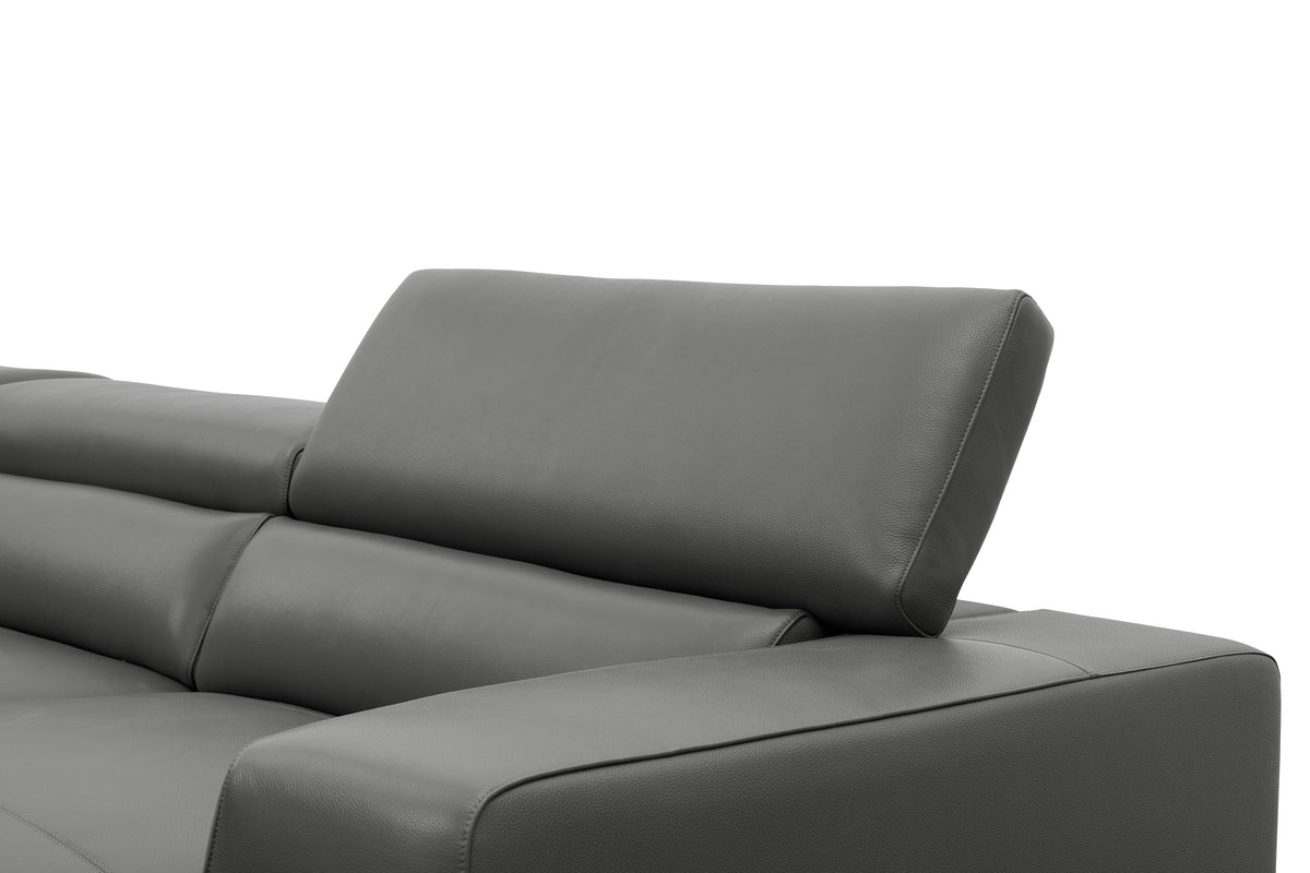 Nella Dark Grey Italian Leather U-Shaped Sectional