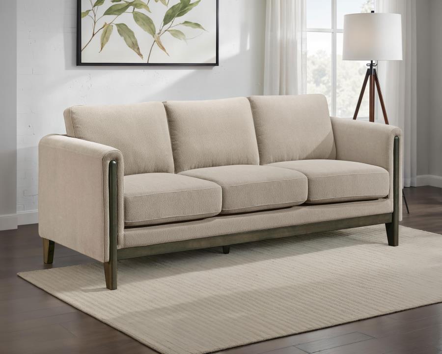 Islington Fabric Upholstered Panel Arm Sofa Taupe