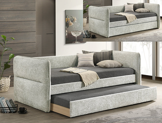 Philipa Light Grey Tweed Daybed — Trundle Included