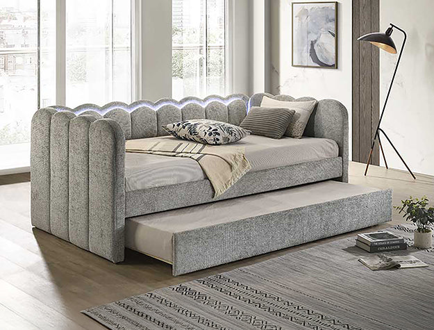Melody Light Grey Daybed — LED Lighting & Trundle