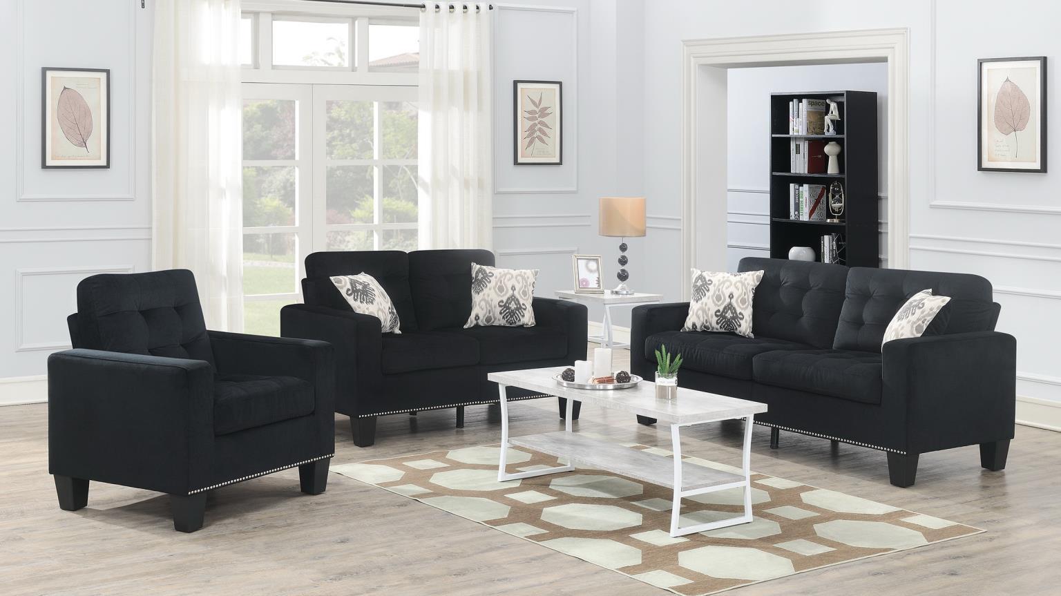 U436 - Velvet Loveseat - Black