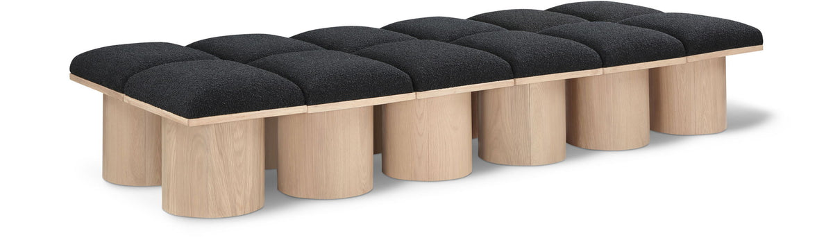 Pavilion Modular Bench 12-Piece Bench, 93"W x 36"D — Black / Natural Base