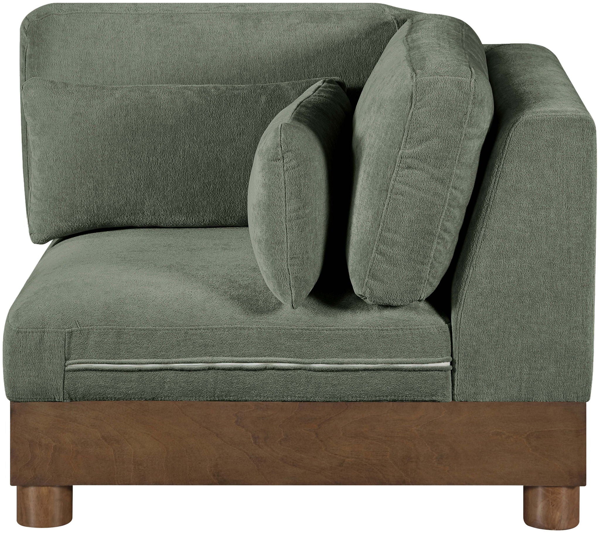 Turin - Chenille Fabric Upholstered Modular Corner Chair - Walnut Base