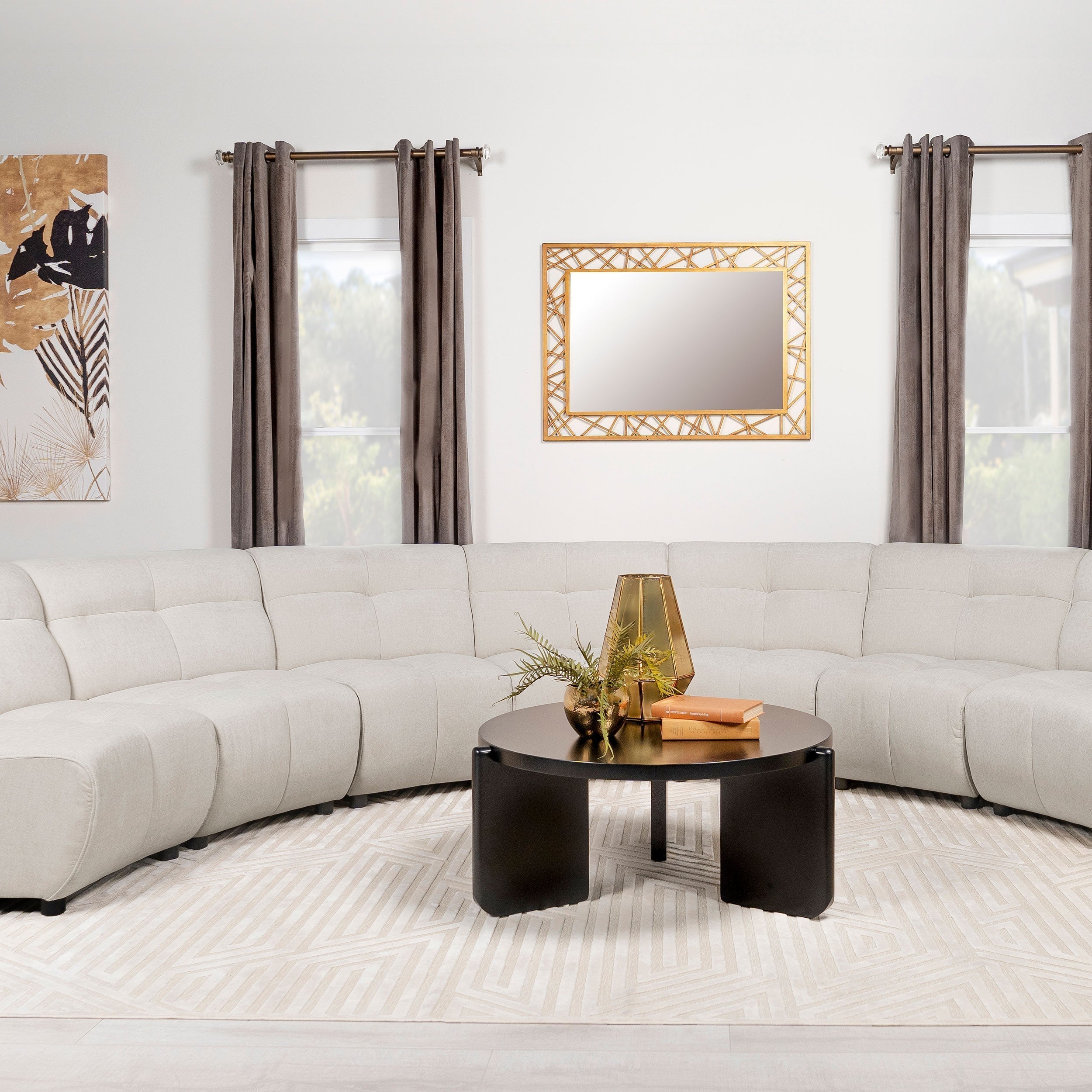Charlotte Upholstered Curved Modular Sectional Sofa Ivory