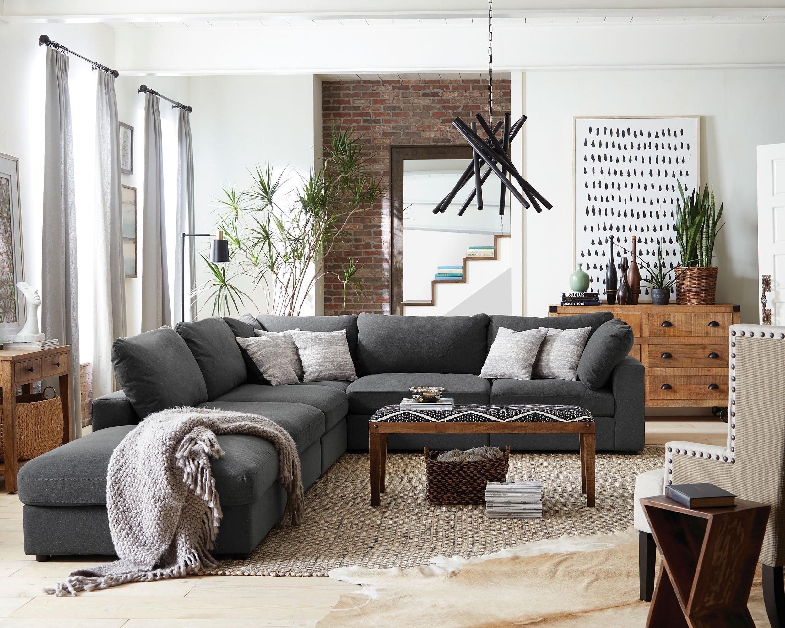 Serene Upholstered Modular Sectional Charcoal