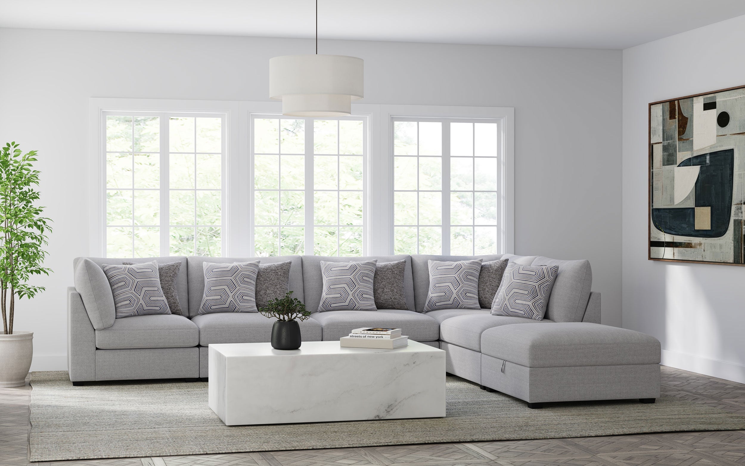 Cambria Upholstered Modular Sectional Sofa Grey