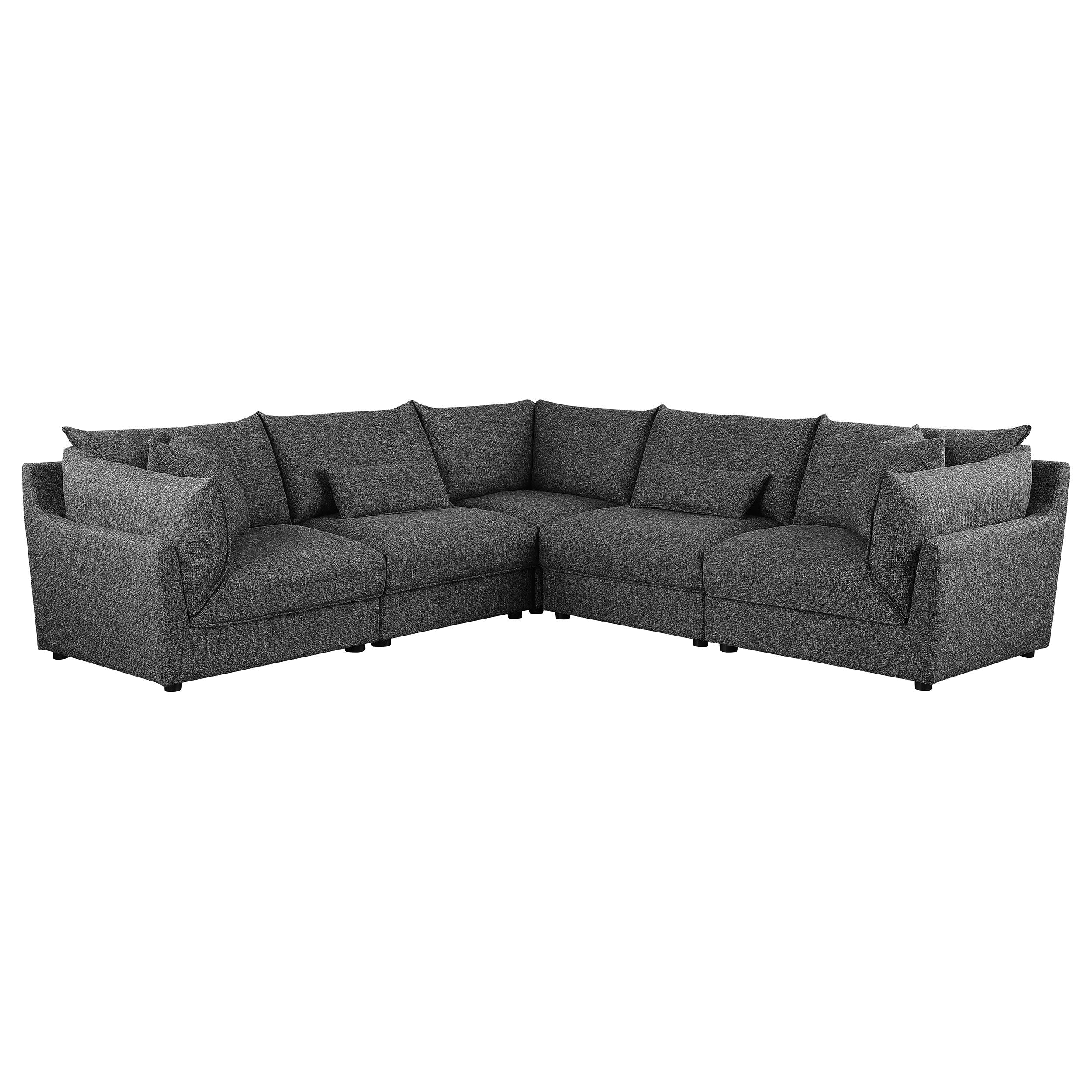 Sasha Upholstered Modular Sectional Sofa Barely Black