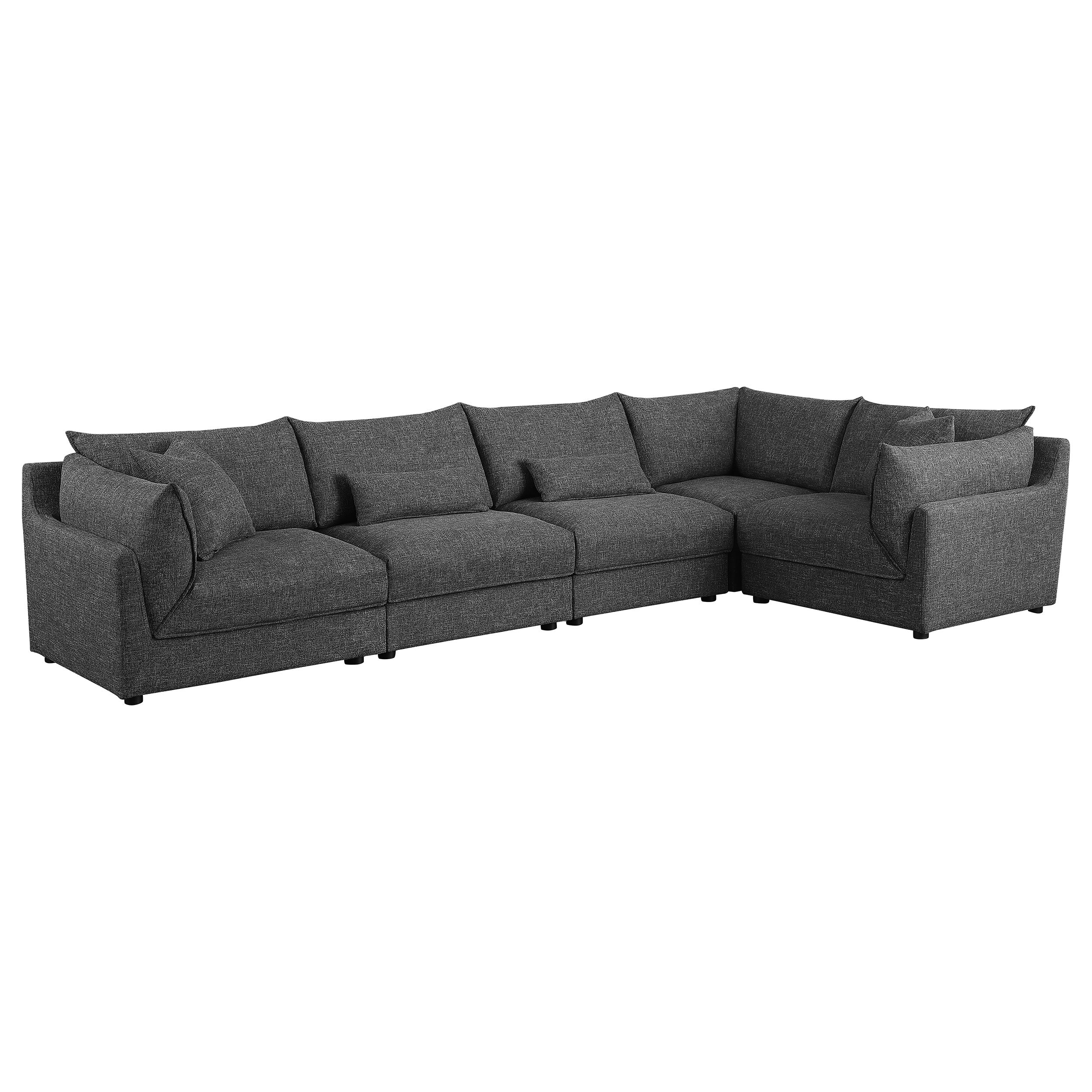 Sasha Upholstered Modular Sectional Sofa Barely Black