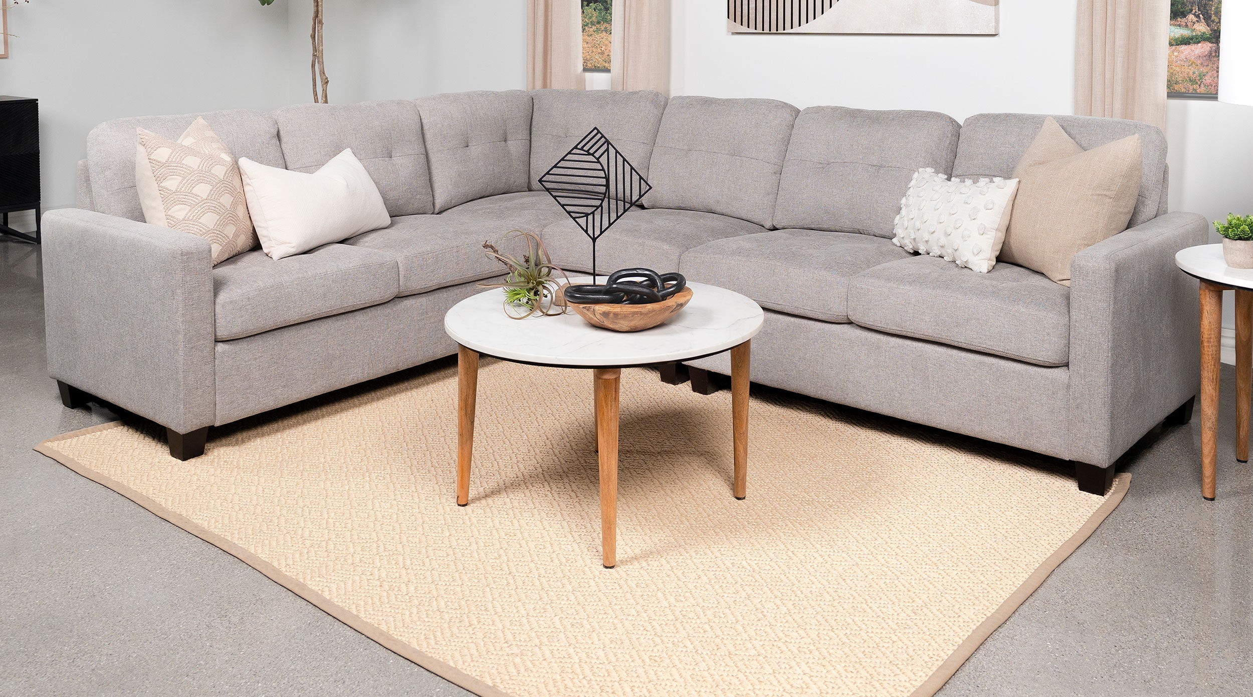 Georgina Upholstered Modular Sectional Sofa Steel Grey