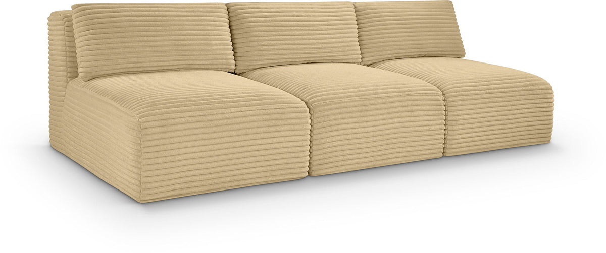 Shaggy Modular Sectional — 3-Piece Armless Sofa — Camel