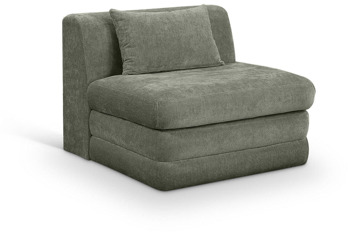 Stellar Chenille Modular Sectional — Add-On: Armless Chair — Green