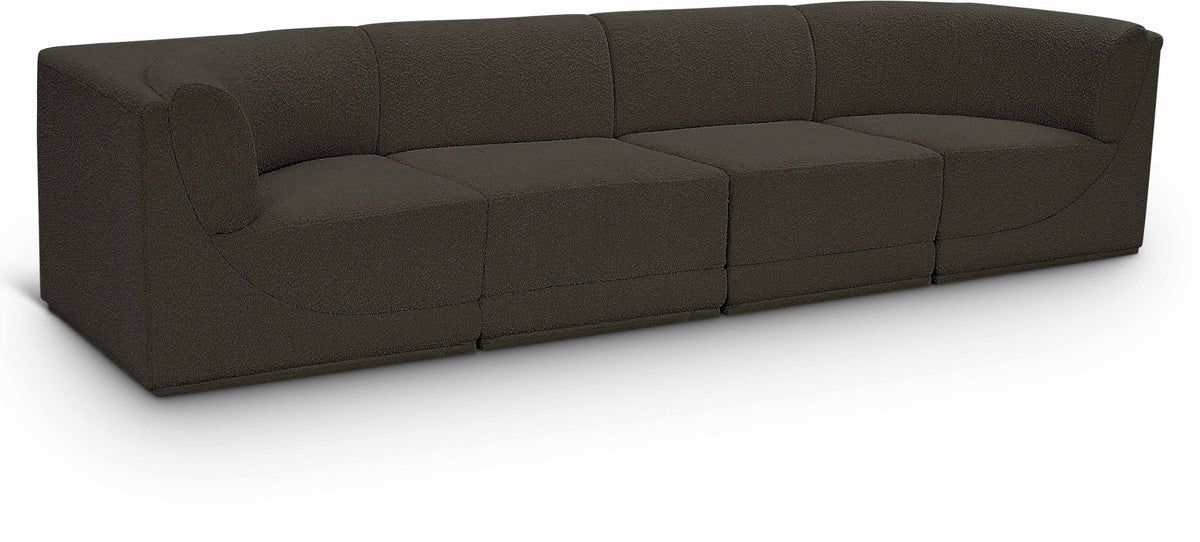 Ollie Boucle Modular Sectional — 4-Piece Sofa — Brown