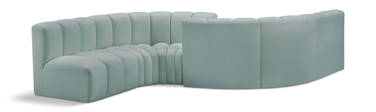 Arc Faux Leather Modular Sectional — 6-Piece Sofa — Mint