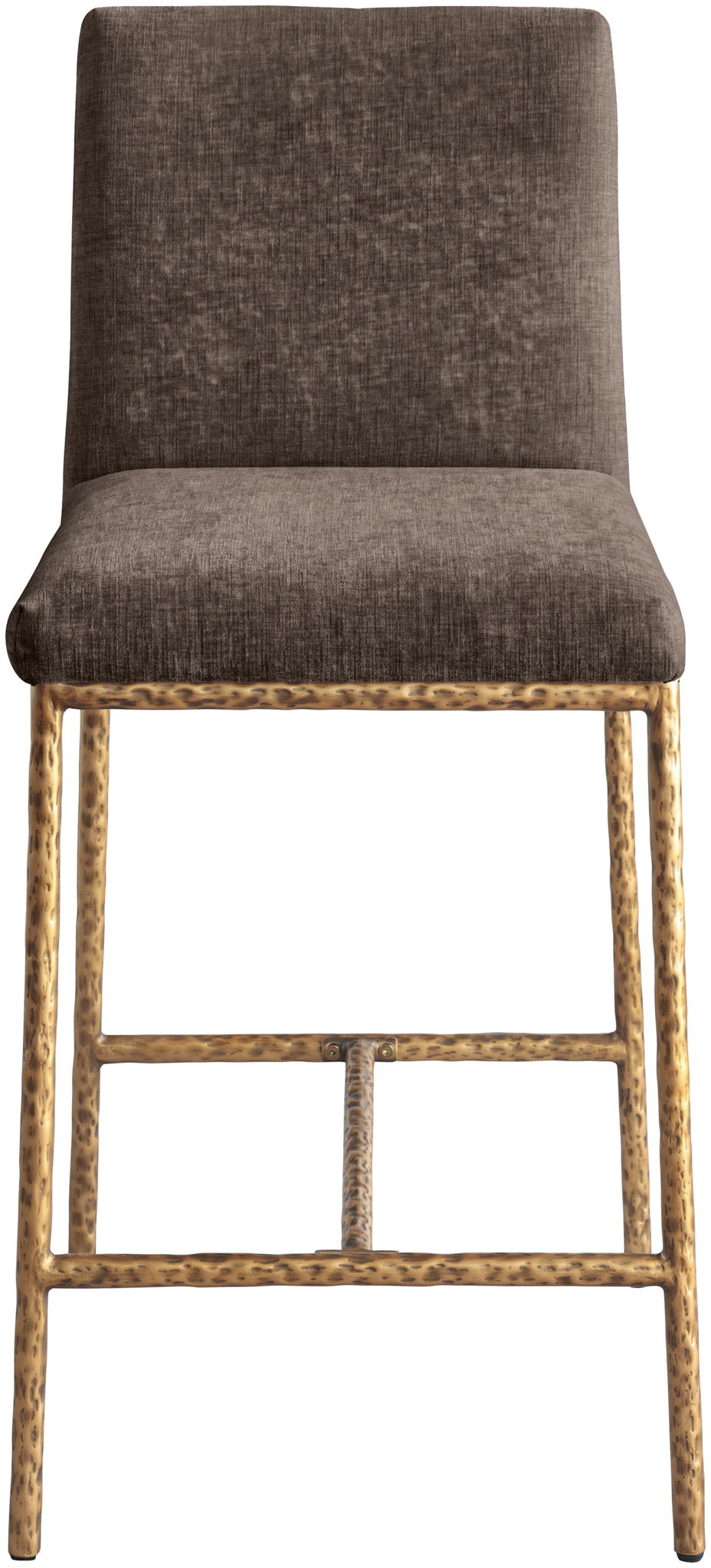 Reeves - Chenille Fabric Upholstered Counter Stool (Set of 2) with Gold Base