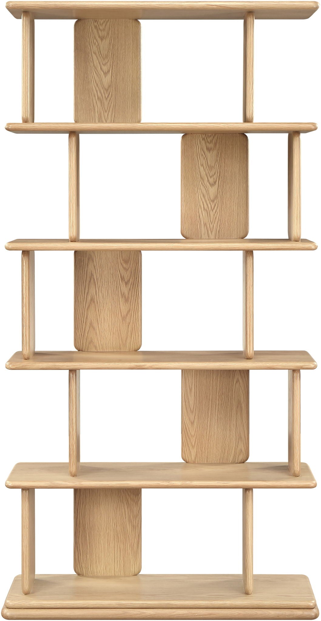 Nexa Oak Veneer Open-Shelf Bookcase — Black or Natural