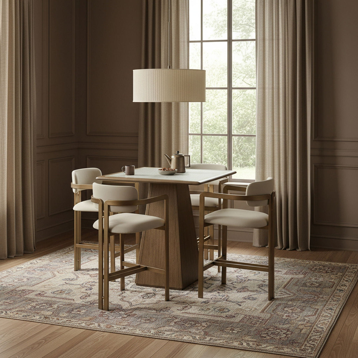 Aurum Vegan Leather Counter Stool with Brushed Brass