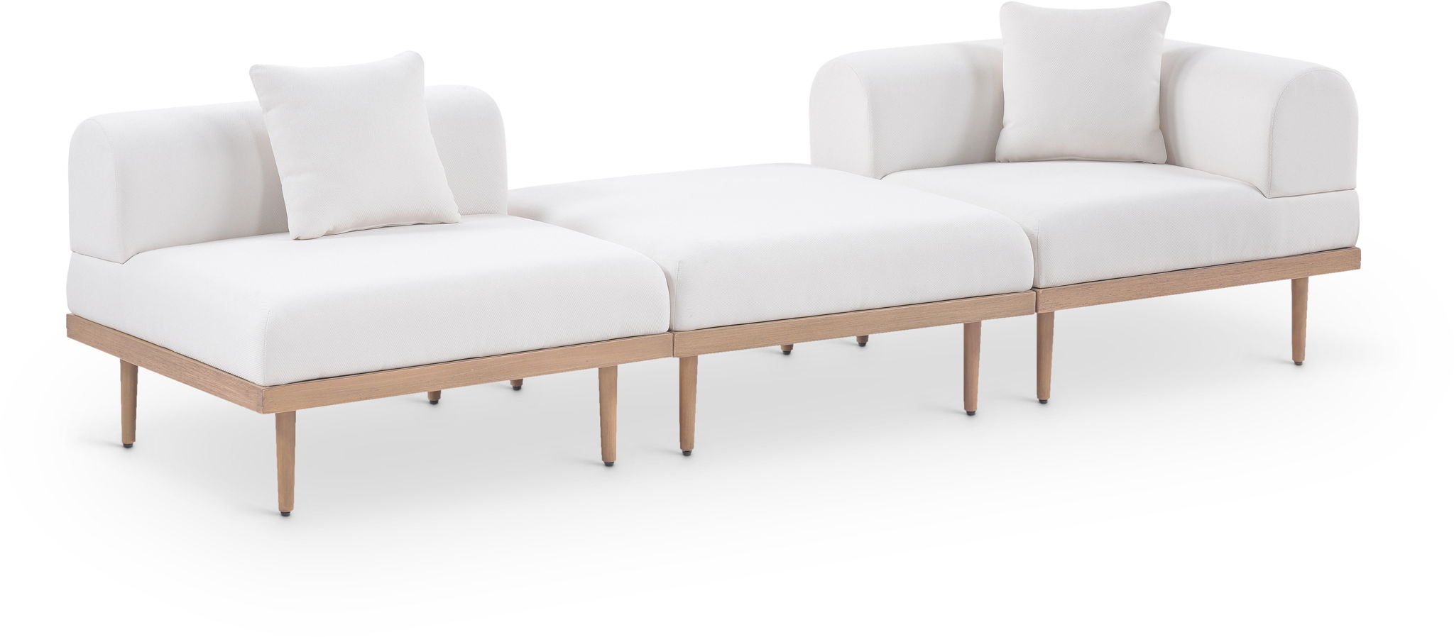 Laguna - 3 Piece Upholstered Outdoor Patio Modular Sofa With Backless Seat And 1 Arm