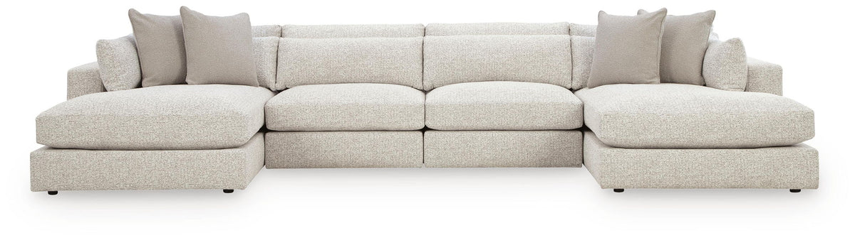 Ashbourne Estate Snowstone Modular Sectional — 4-Piece Double Chaise Sectional