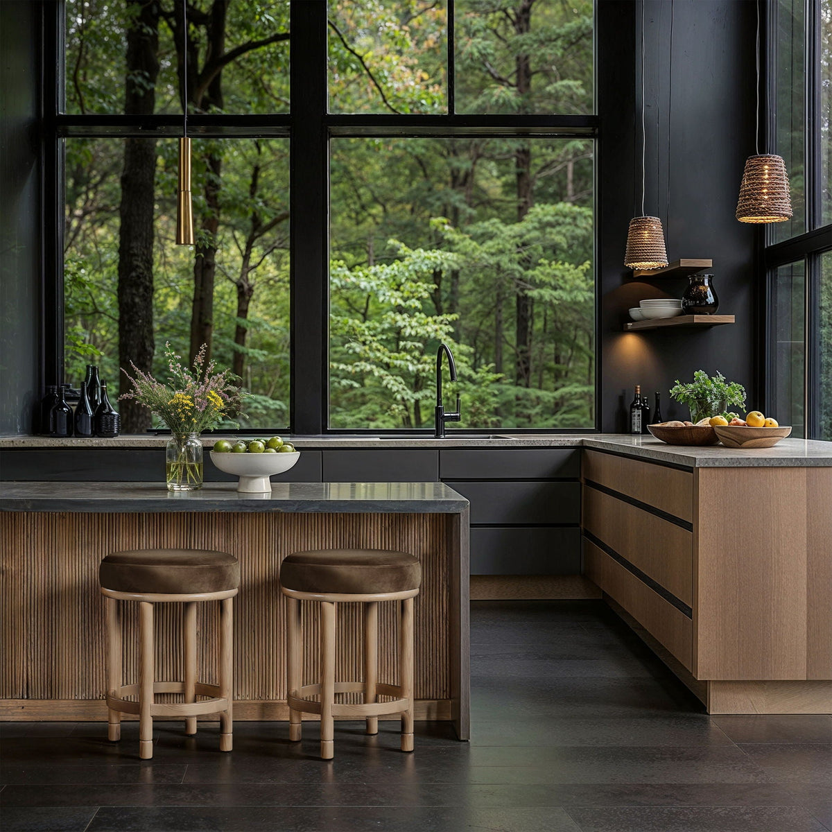 Monette - Counter Stool with Natural Base