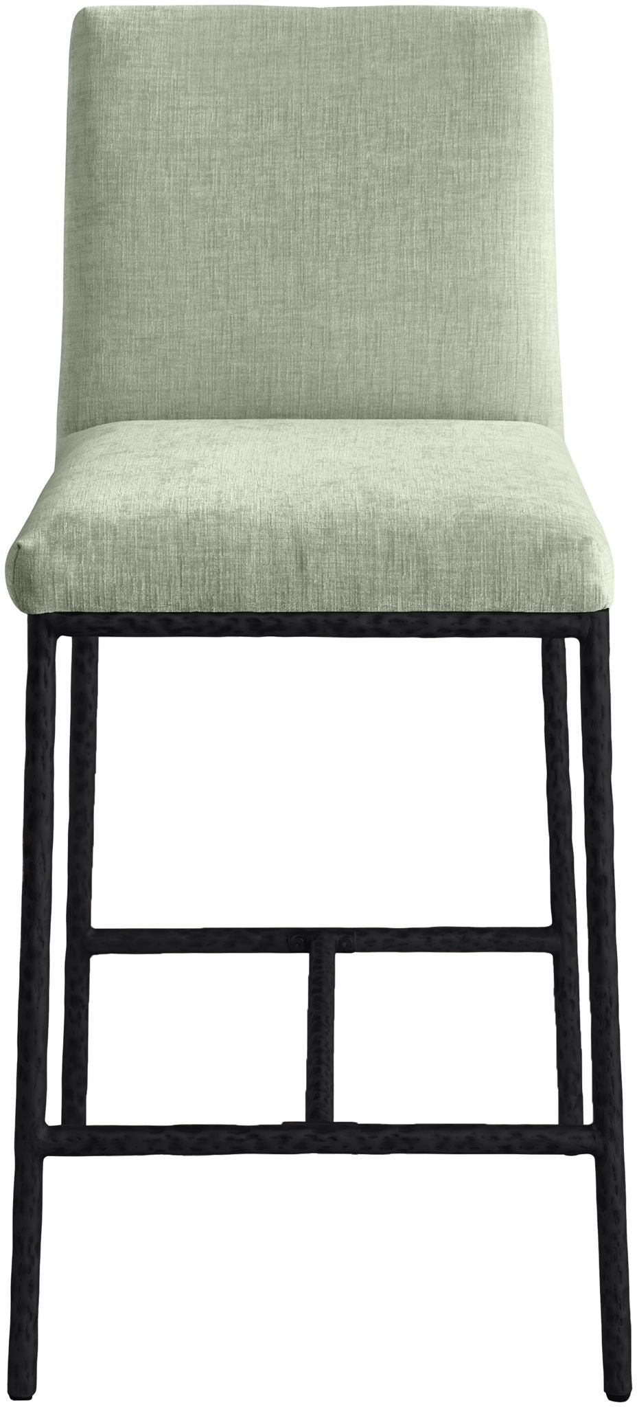 Reeves - Chenille Fabric Upholstered Counter Stool (Set of 2) with Black Base