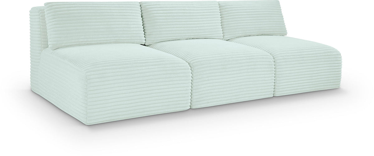 Shaggy Modular Sectional — 3-Piece Armless Sofa — Mint