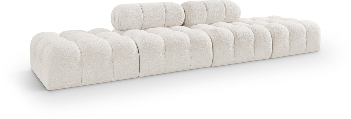 Ames Boucle Modular Sectional — 4-Piece Sofa with 2 Backless Seats — Cream