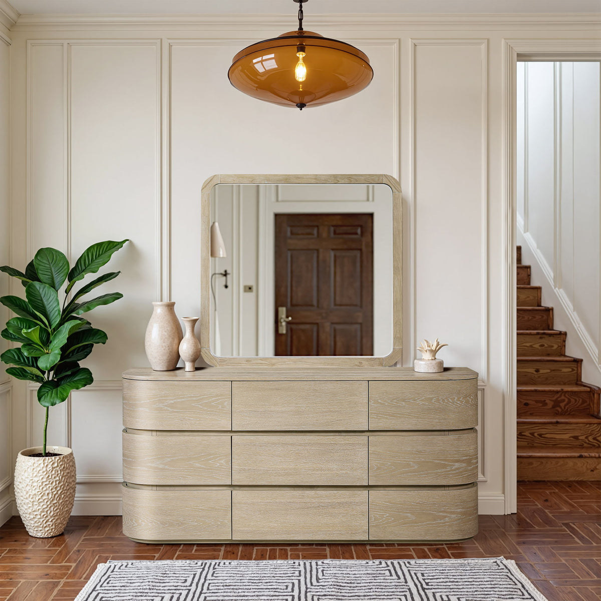Annalise Solid Wood Mirror — Brown or Natural