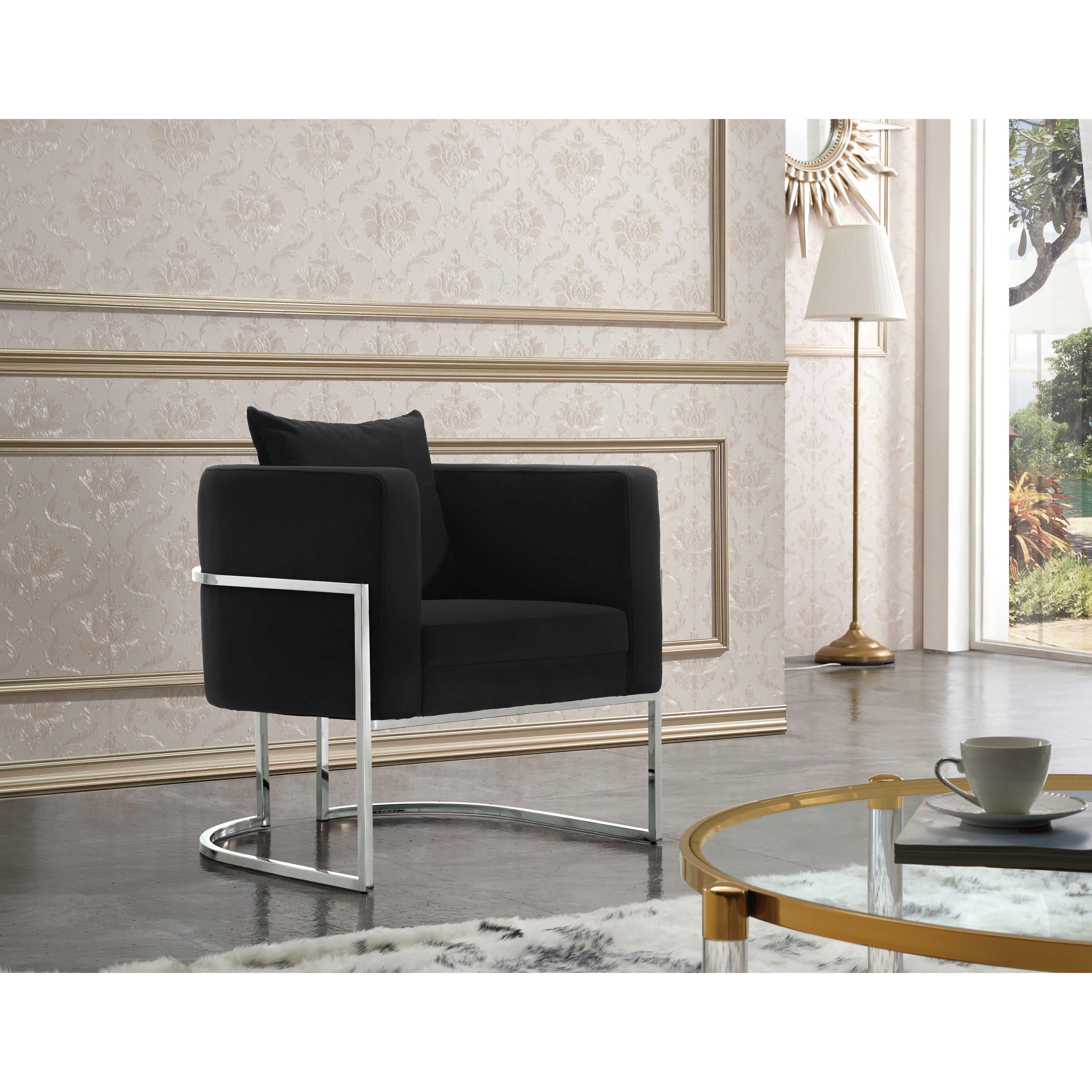 Meridian Pippa Black Velvet Accent Chair
