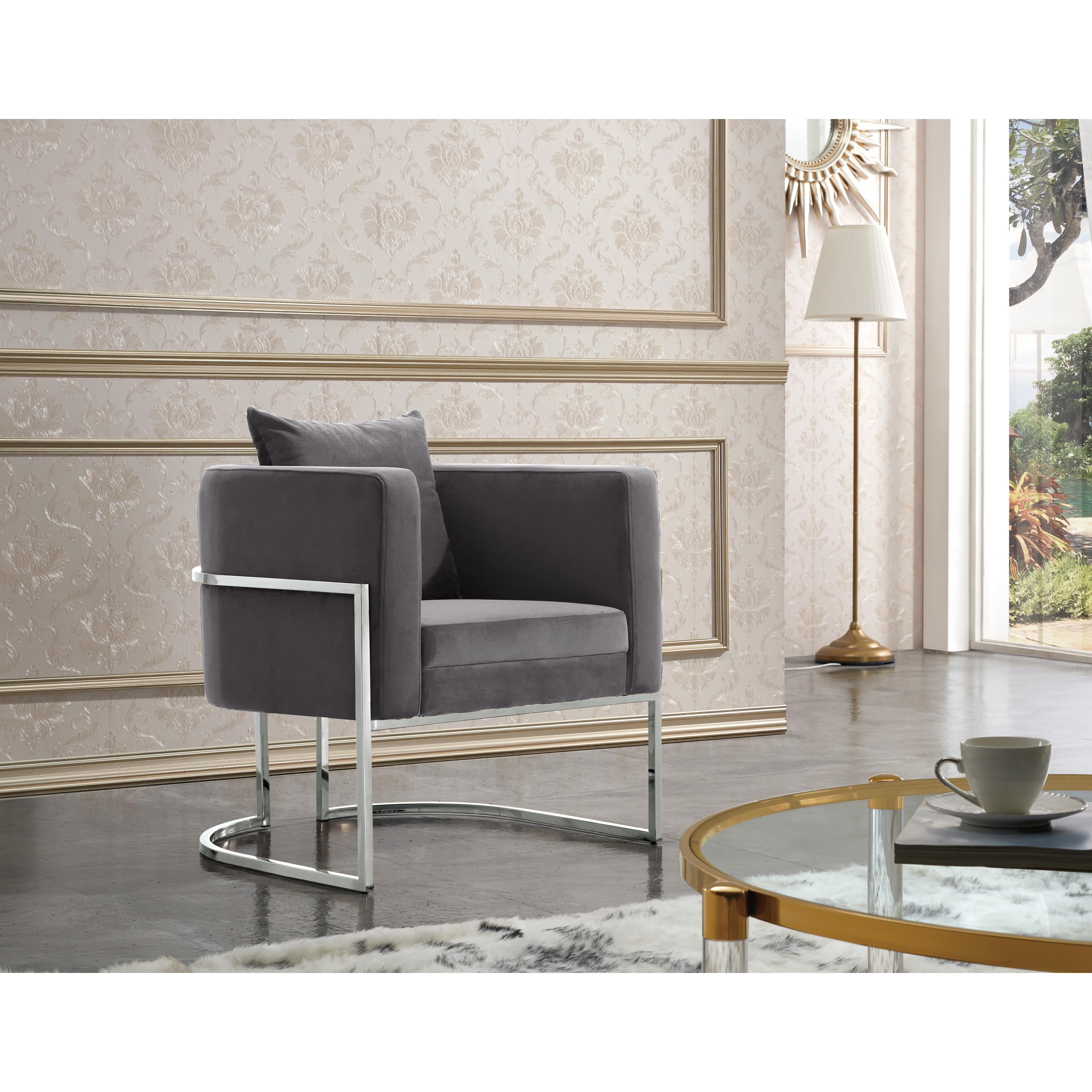 Meridian Pippa Grey Velvet Accent Chair