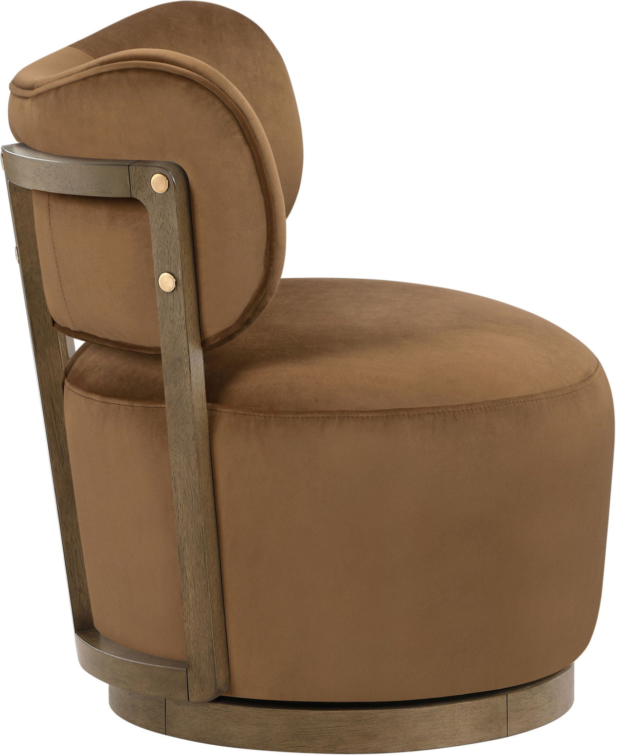 Elara - Velvet Upholstered Swivel Accent Chair with Brown Base