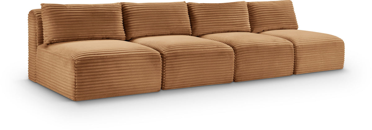 Shaggy - 4 Seat Modular Armless Sofa - Light Brown Fabric