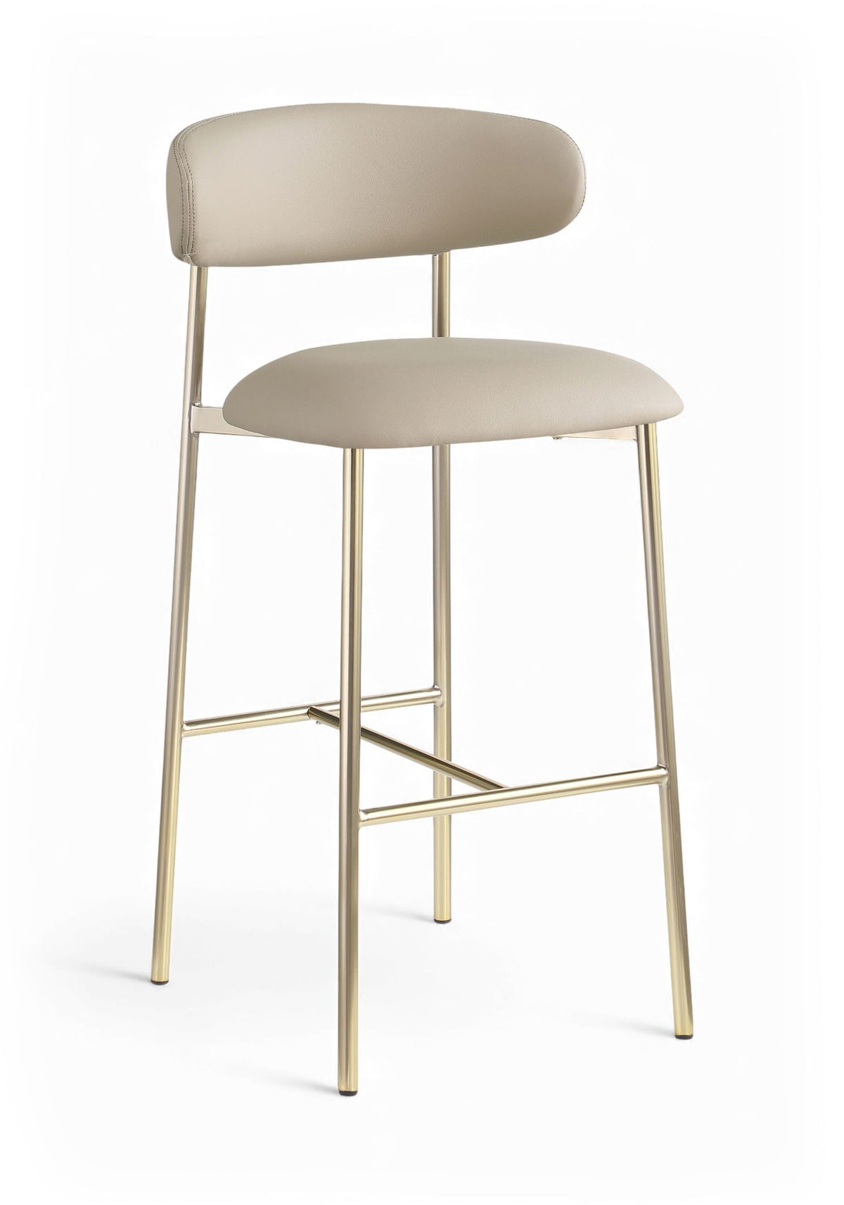 Lupita - Vegan Leather Upholstered Bar Stool (Set of 2) with Brushed Gold Frame