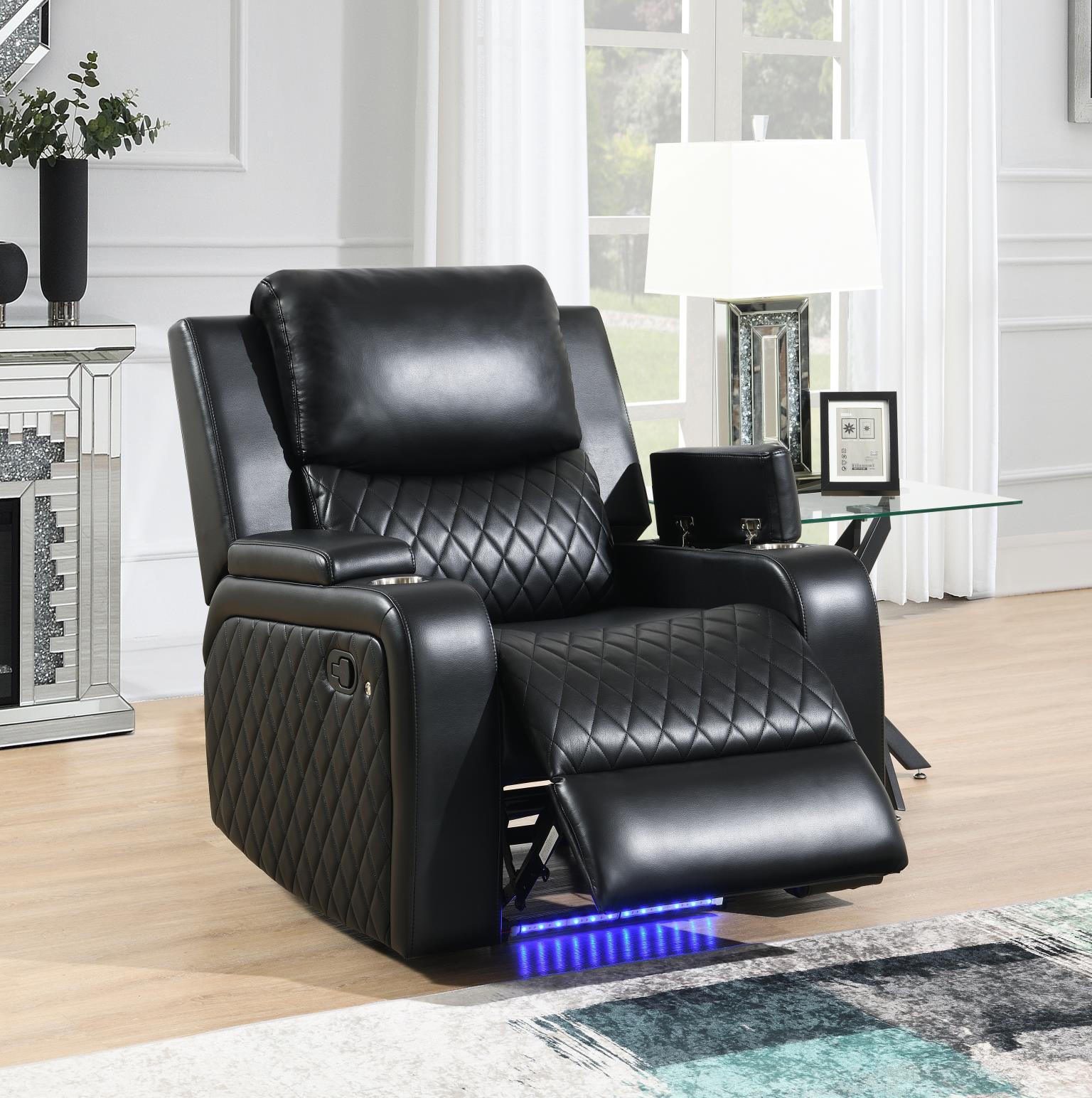 U126 - LED Reclining Chair - Black