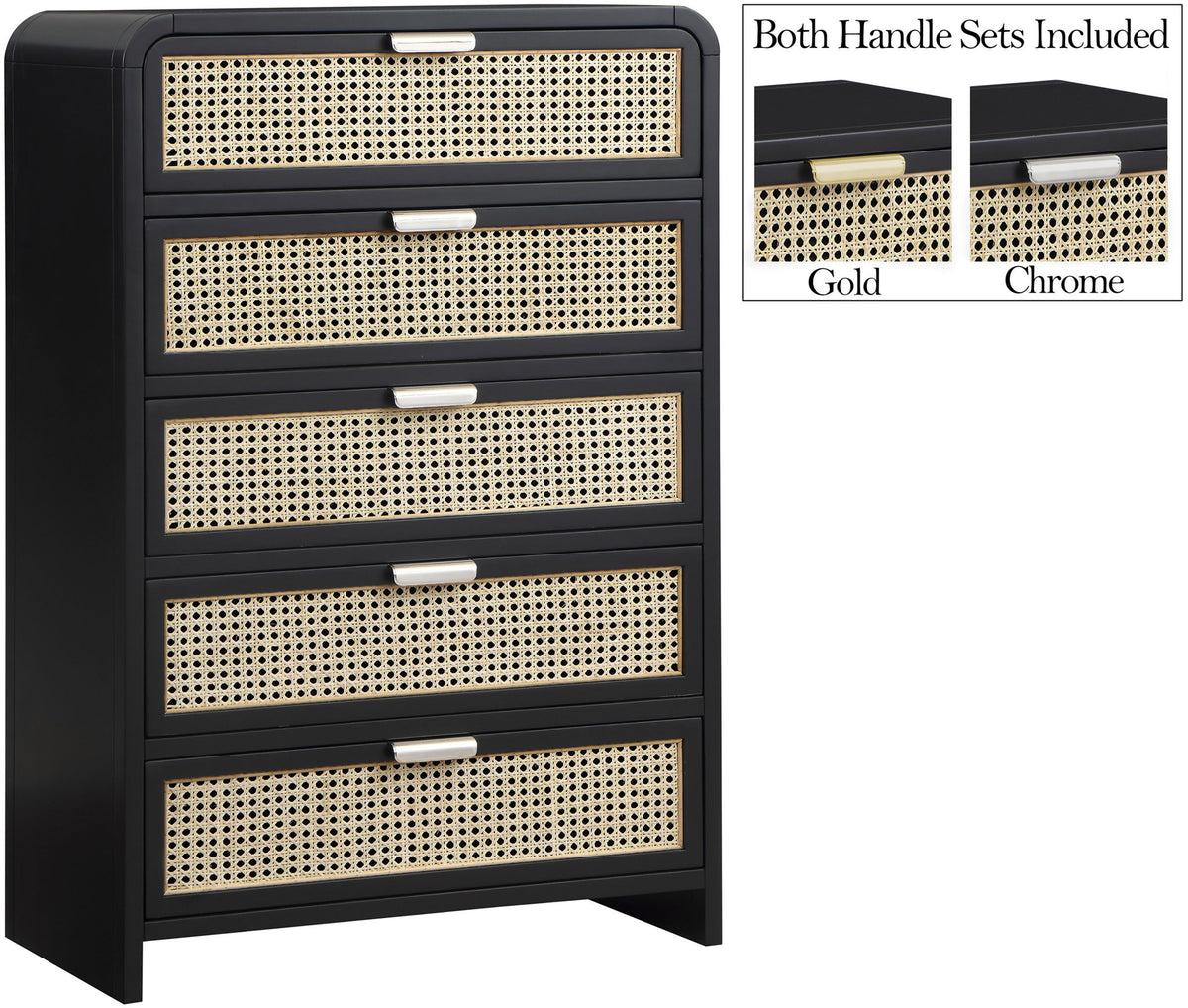 Sage Cane-Front Wood Chest — White or Black