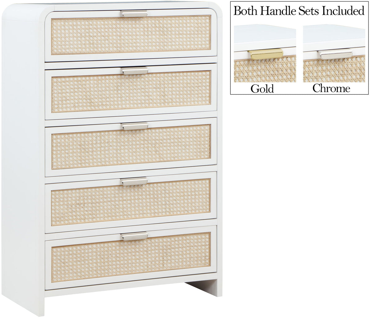 Sage Cane-Front Wood Chest — White or Black