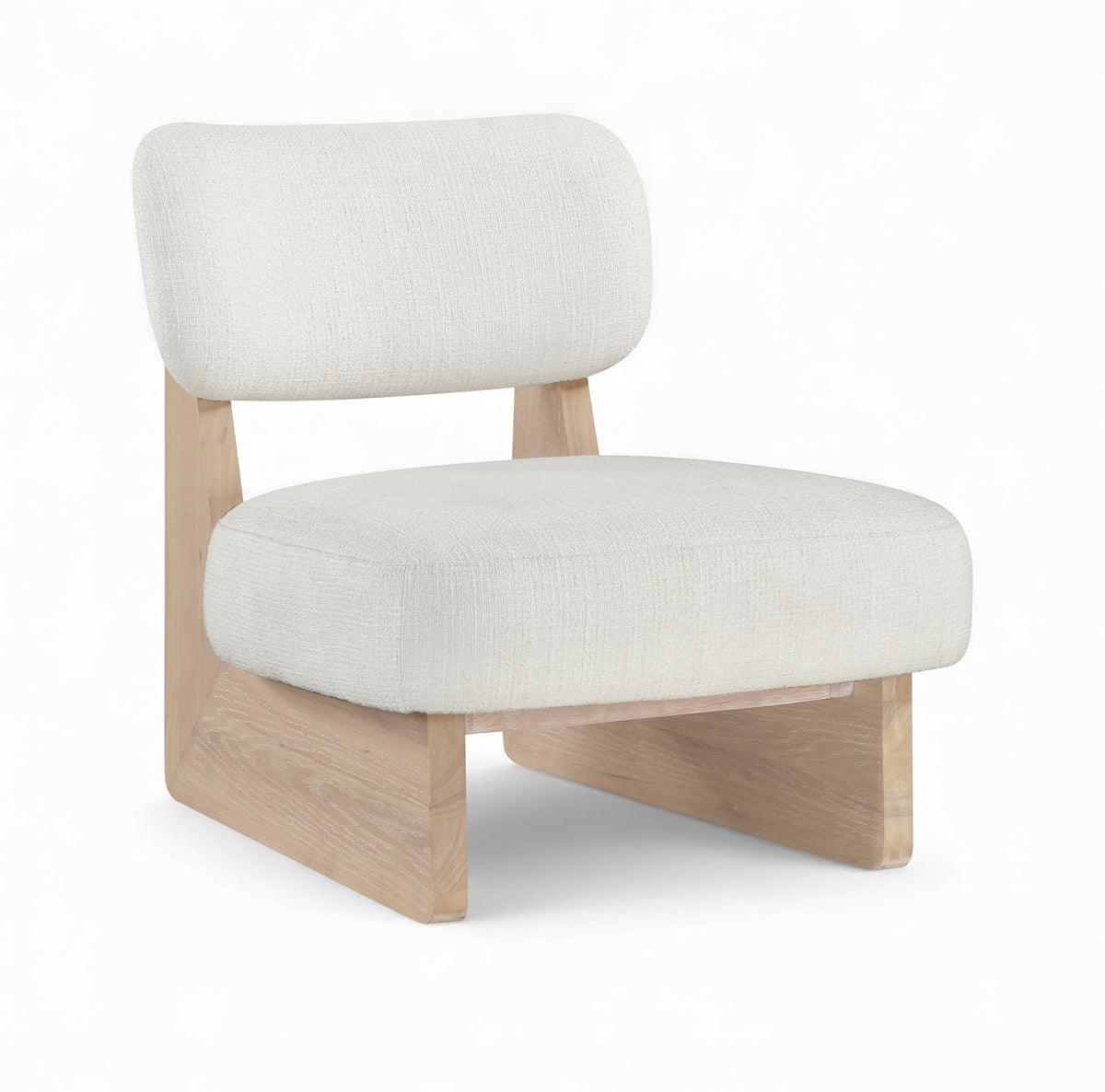 Vetra - Linen Textured Fabric Upholstered Accent Chair with Natural Base