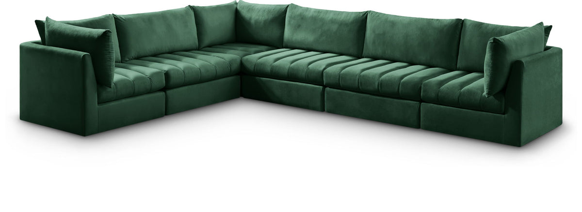 Jacob Velvet Modular Sectional — 6-Piece Sectional — Green