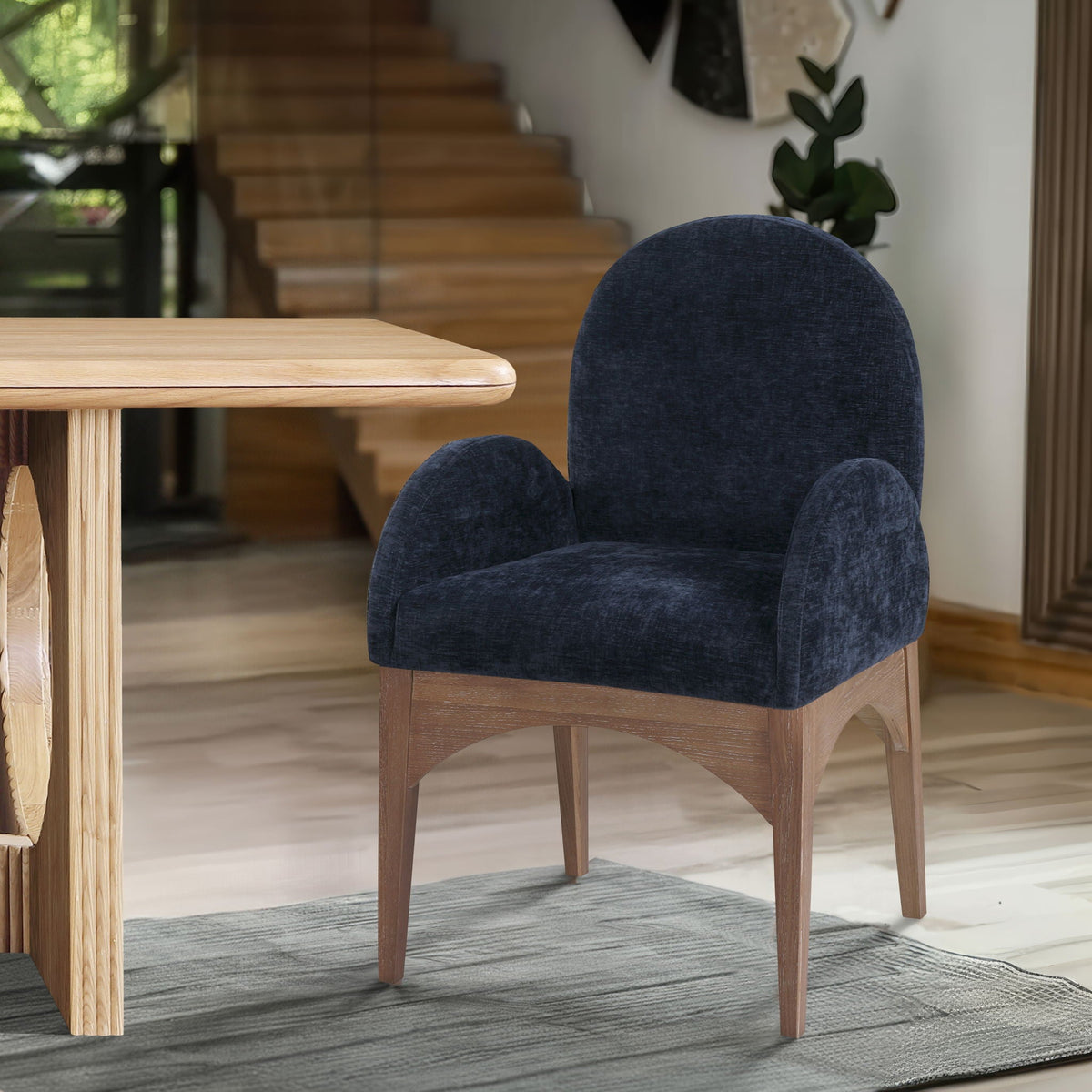 Waldorf - Chenille Dining Arm Chair with Natural Legs