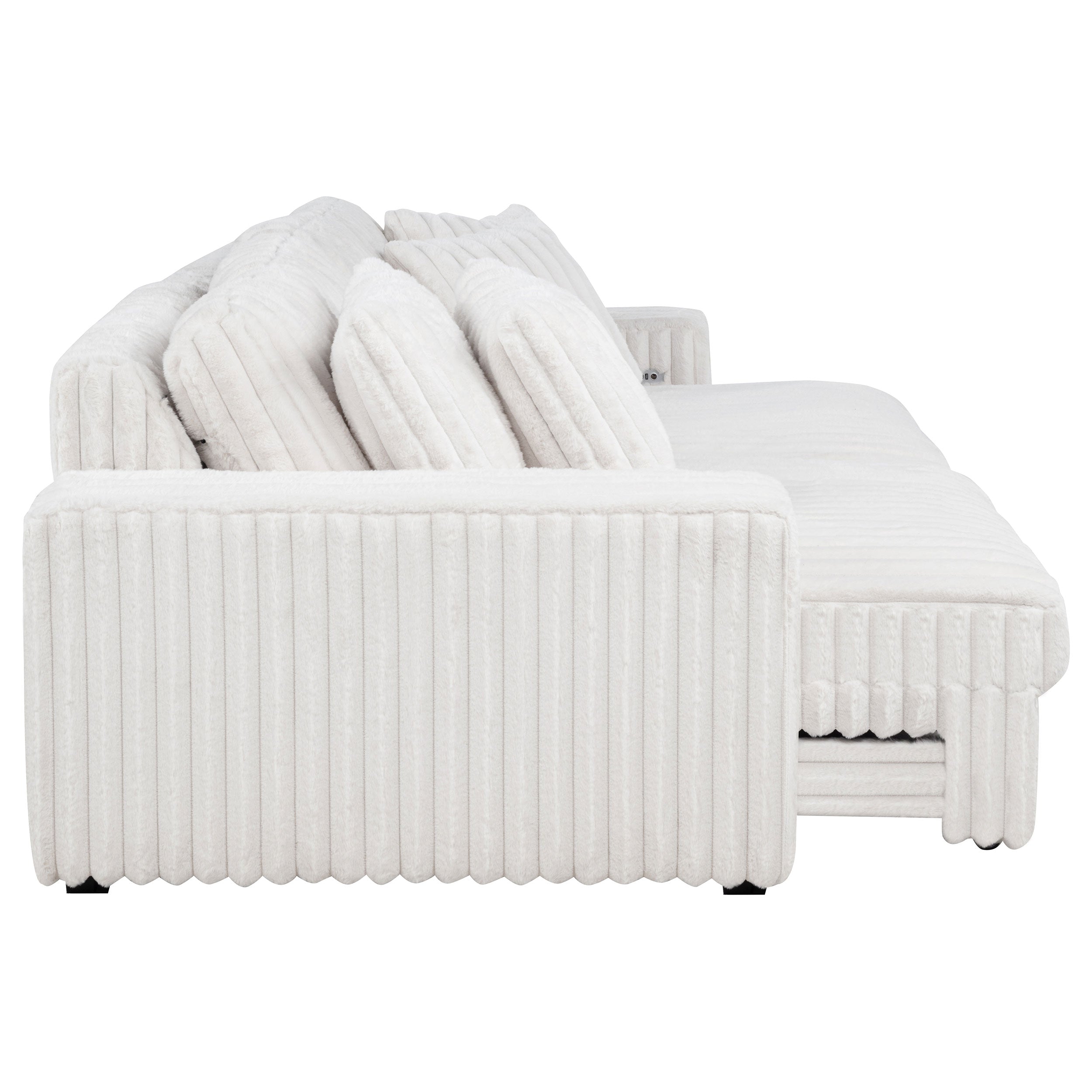 Jacana Corduroy Upholstered Dual Power Chaise Sofa