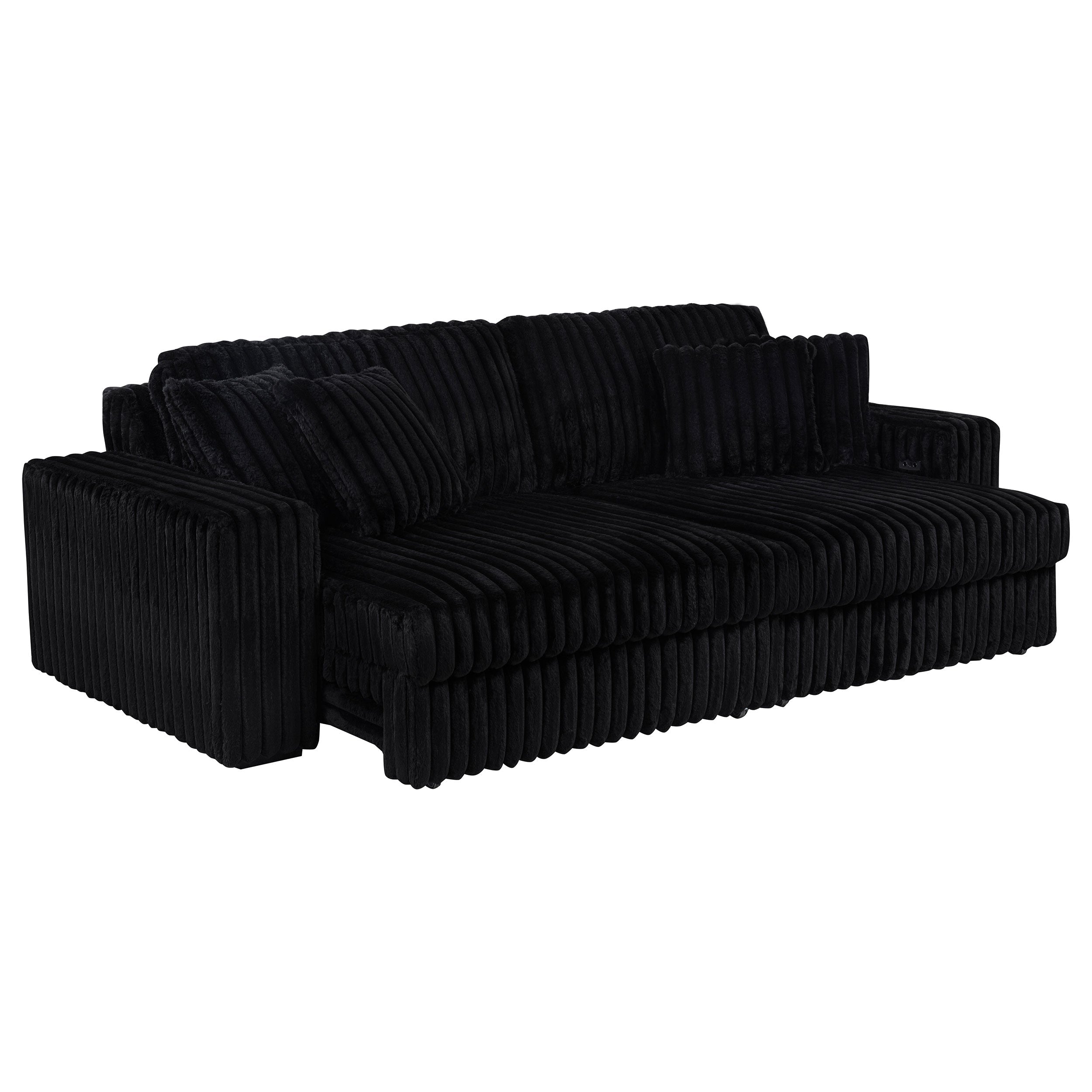 Jacana Corduroy Upholstered Dual Power Chaise Sofa
