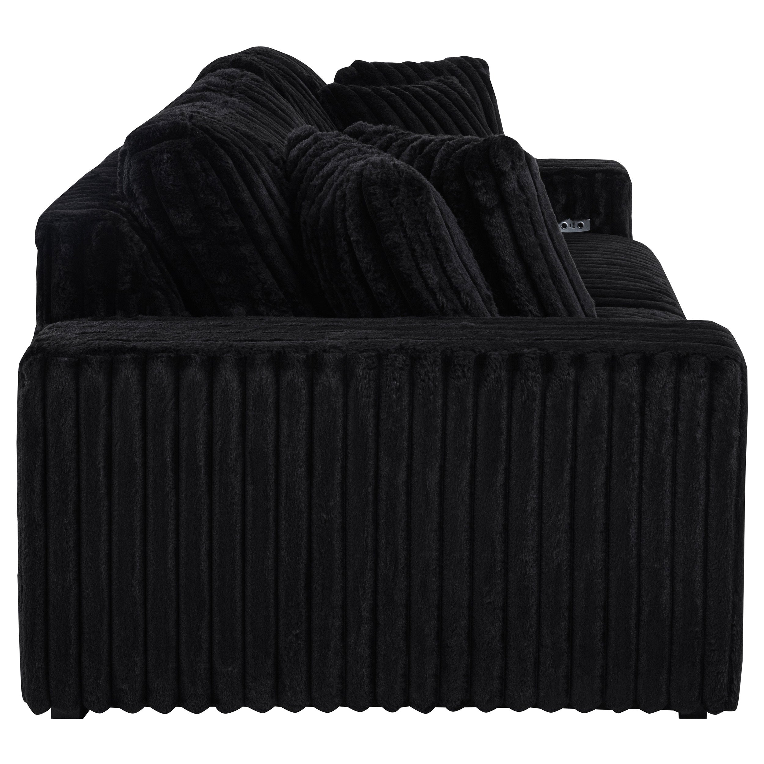 Jacana Corduroy Upholstered Dual Power Chaise Sofa